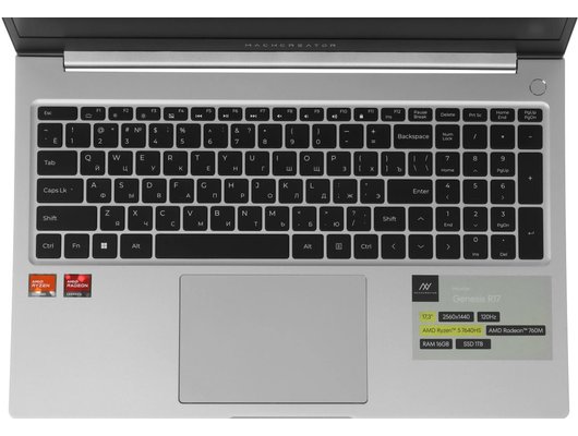 Ноутбук Machcreator Genesis R17/JJ00G400HRU/Ryzen 5-7640HS/16Gb/1Tb/17 QHD IPS/DOS серебристый